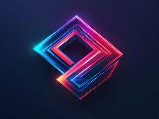 Poster - A vibrant and modern design featuring interlocking geometric shapes illuminated with neon colors, creating a striking visual effect against a dark background.