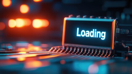 Poster - Futuristic Tech Loading Screen Neon Lights Digital Display