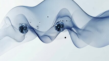 Fototapete - Abstract Particles in Motion: An abstract and artistic depiction of swirling ethereal forms and particles in shades of blue and gray, creating a sense of dynamic movement and depth.