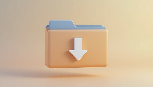 Downloading Icon on a Folder in 3d Style
