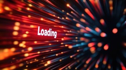 Poster - Abstract Loading Screen Red Blue Light Streaks Digital Data Transfer