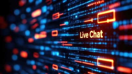 Poster - Abstract Live Chat Digital Interface Technology Background Digital Communication Network Concept