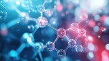 A futuristic chemistry concept, featuring glowing molecular diagrams and chemical formulas