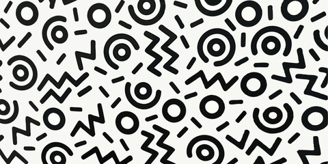 Poster - Abstract Black and White Pattern Vector | Geometric Shapes and Lines Design