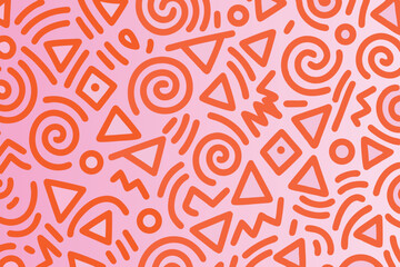 Poster - Abstract Orange Geometric Shapes Vector | Vibrant Pink Background Design