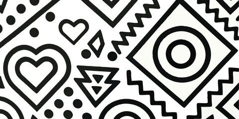 Poster - Black-and-White Geometric Pattern Vector | Dynamic Artistic Shapes Design