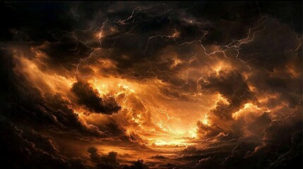 Wall Mural - Explore the serene yet powerful ambiance of thunderstorms without sound.