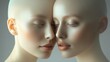 © CreativePulse - Serene Close up of Two Bald Women with Smooth Skin Eyes Closed Peaceful Expression