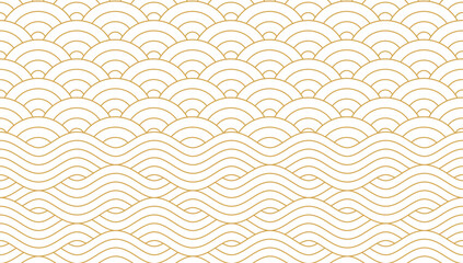 Seamless pattern design, Water wave in traditional oriental Japanese style