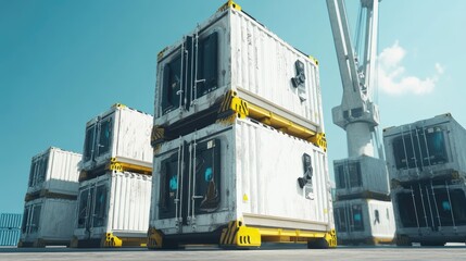 Poster - Containers secured with twist-locks and corner castings for safe stacking