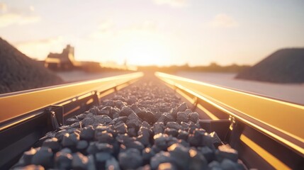 Poster - Industrial conveyor system transporting raw material in facility