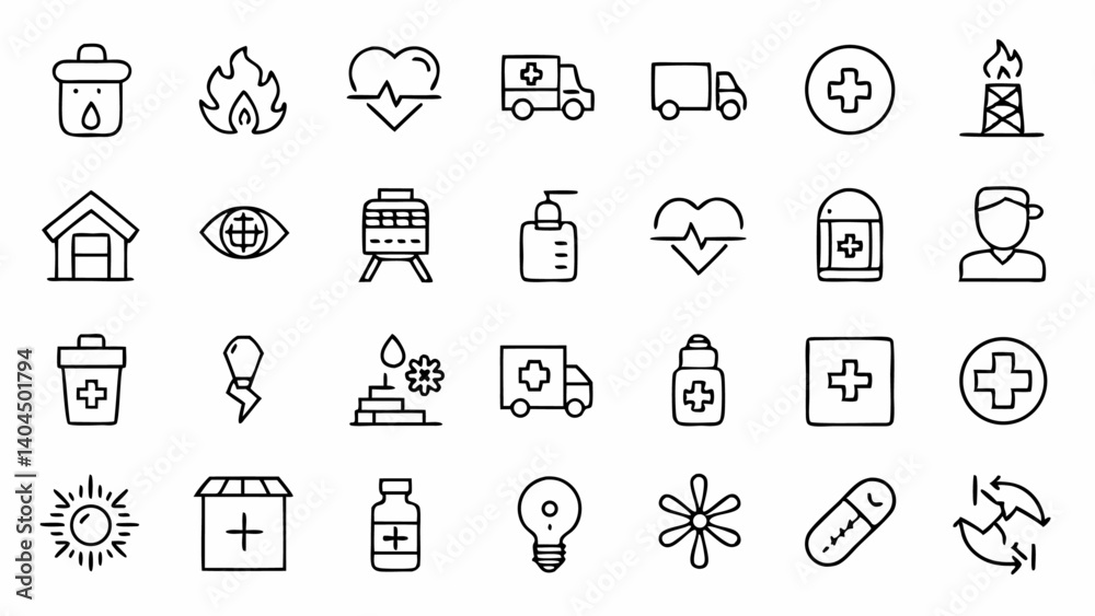 Access a pack of emergency line icons with a minimal style perfect for ...