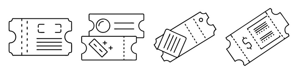 ticket icon, ticket line art - simple line art of ticket, perfect for ticket logos and icons