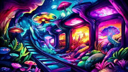 Wall Mural - discover the enchanting allure of vibrant glass formations.