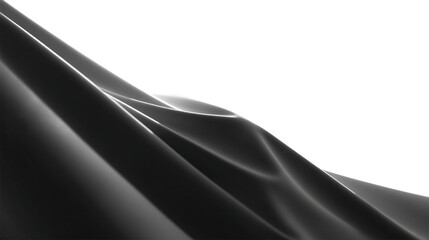 Poster - Black and white abstract waves background smooth silk fabric folds elegant design texture wallpaper concept on transparent background