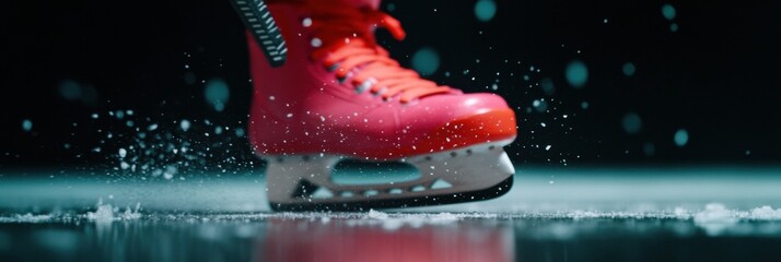 Poster - Dynamic Winter Sports Performance High-Velocity Ice Skating Footwear Capturing Explosive Athletic Motion with Precision Particle Dynamics and Professional Training Aesthetics