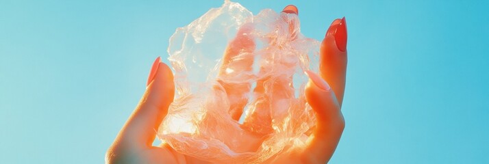 Poster - Chromatic Nail Art Revolution Translucent Crystalline Textures and Gen Z Aesthetic - Vibrant Manicure Trend Exploring Ethereal Color Dynamics