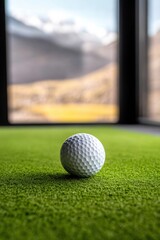 Aufkleber - Immersive Golf Performance Lab High-Tech Indoor Training Simulator Showcasing Premium Artificial Turf and Precision Equipment for Year-Round Skill Development