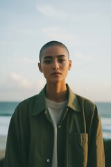 Poster - Digital Nomad Lifestyle Minimalist Gen Z Remote Worker Explores Coastal Creativity with Authentic Self-Expression and Sustainable Urban Workstyle Aesthetics