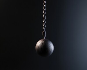 Aufkleber - Minimalist Demolition Dynamics Industrial Metallic Wrecking Ball Suspended in High-Contrast Monochrome - Precision Engineering Visual Metaphor