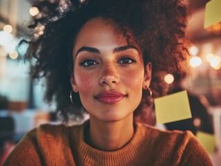 Poster - Empowered Gen Z Professional Warm Terracotta Tones and Soft Bokeh Lighting - Authentic Workplace Confidence and Creative Entrepreneurial Spirit