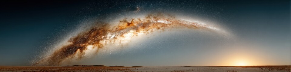 Aufkleber - Cosmic Horizon Immersive  Digital Art of Milky Way Galaxy Panorama - Cutting-Edge Astronomical Visualization for Science Communication and Inspirational Content