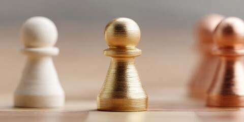 Poster - Minimalist Mediation Golden Neutral Figurine Bridging Strategic Negotiations in High-Performance Business Conflict Resolution Landscape