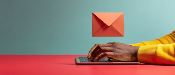 Leinwandbilder - Digital Communication Minimalism Vibrant Pop-Art Email Marketing Concept Showcasing Seamless Connectivity and Modern Workplace Technology Trends