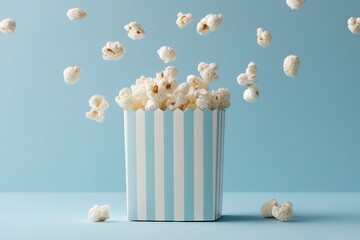 Aufkleber - Cinematic Culinary Motion Vibrant Blue Pastel Popcorn Explosion - Dynamic Food for Entertainment Branding and Digital Content Creation