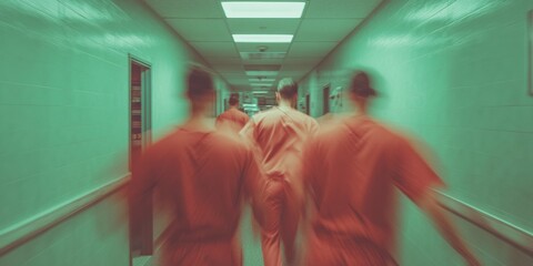 Poster - Hyper-Urgent Medical Response Cinematic Blur of Emergency Care Professionals Navigating Time-Critical Healthcare Intervention in High-Stakes Hospital Environment