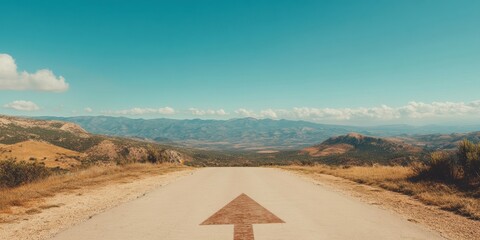 Poster - Future Forward Expansive Landscape Journey with Directional Arrow - Innovative Career Pathfinding and Professional Growth Visualization for Empowered Millennials and Gen Z Entrepreneurs