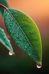 Poster - Eco-Conscious Climate Innovation Macro Leaf Droplet Symbolizing Carbon Reduction and Sustainable Green Technology Solutions for Environmental Restoration