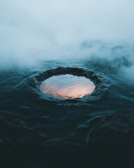 Aufkleber - Ethereal Ocean Portal Surreal Liquid Seascape Revealing Cosmic Portal with Luminescent Sunset Glow - Immersive Environmental Digital Art and Climate Visualization