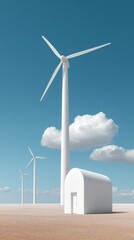 Poster - Minimalist Clean Energy Future Sleek Wind Turbines and Modern Infrastructure Visualizing Sustainable Technology Transformation for Global Climate Solutions