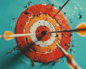 Fototapete - disruptive strategy visualization missed opportunities target with scattered arrows - agile learning