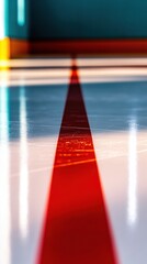 Fototapete - Immersive Sports Design Minimalist Hockey Arena Red Line Perspective - Architectural Visual Storytelling for Professional Athletics and Digital Marketing