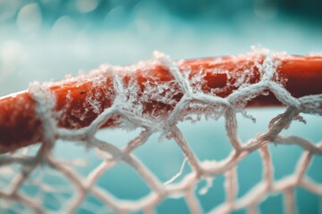 Poster - Frozen Dynamics Minimalist Hockey Goal Net Texture in Frost-Kissed Macro Detail - Sports Performance Visual Innovation