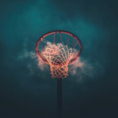 Poster - Urban Aesthetic Basketball Hoop Moody Cinematic Sports Capturing Athletic Aspiration and Street Culture Performance Potential