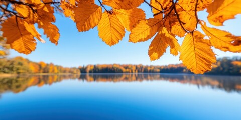 Poster - Immersive Autumn Tranquility AI-Powered Landscape Visualization Merging Natures Golden Palette with Serene Technological Artistry - Digital Creative Innovation
