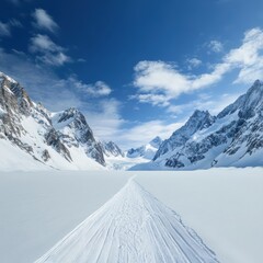 Aufkleber - Climate Resilience Visualized Ethereal Alpine Glacier Valley Revealing Earths Transformative Power - Immersive Environmental Education Landscape
