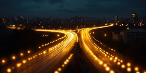 Fototapete - Quantum Mobility Nexus AI-Driven Urban Connectivity Visualized through Luminescent Smart Highway Infrastructure - Future of Intelligent Transportation Systems