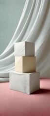 Aufkleber - Minimalist Design Elegance Architectural Geometric Cubes in Soft Neutral Palette - Contemporary Spatial Composition for Premium Branding and Creative Visual Merchandising