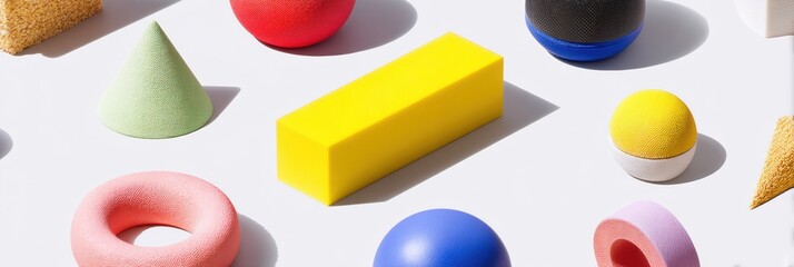 Poster - Geometric Color Theory Minimalist Shapes Exploring Neo-Memphis Design Trends in Modern Creative Branding and Digital Marketing Visualization
