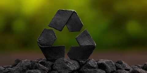 Poster - Circular Economy Reimagined Industrial Upcycling Sculpture Transforms Recycled Tires into Minimalist Environmental Statement for Sustainable Design Campaigns