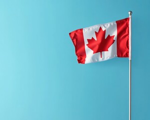 Poster - Minimalist Canadian Flag Waving Crisp Patriotic Branding Asset for Global Marketing, Trade Policy Visualization and National Identity Storytelling