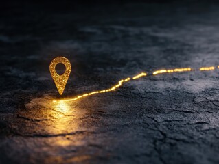 Fototapete - Digital Transformation Roadmap Illuminated Golden GPS Pathway Visualizing Strategic Innovation and Smart Infrastructure Planning for Future-Focused Enterprise Solutions