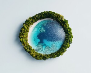Aufkleber - Regenerative Design Paradigm Circular Island Ecosystem Visualizing Sustainable Tourism and Holistic Environmental Harmony in Immersive Miniature Landscape