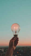 Fototapete - Illuminating Urban Sustainability Glowing Light Bulb Concept Showcasing Innovative Energy Conservation and Next-Gen Corporate Eco-Responsibility