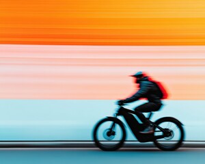Aufkleber - Urban Mobility Revolution Sleek Electric Bicycle Motion Blur - Sustainable Transportation Trend for Eco-Conscious Millennials and Gen Z Commuters