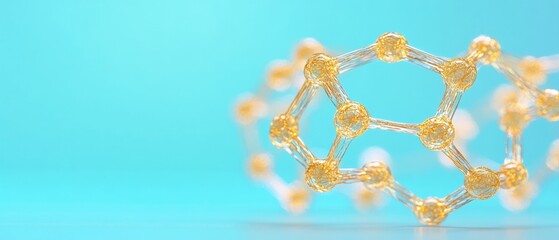 Poster - Quantum Network Visualization Golden Molecular Lattice in Translucent Azure - Innovative Tech Connectivity and Digital Transformation Insights